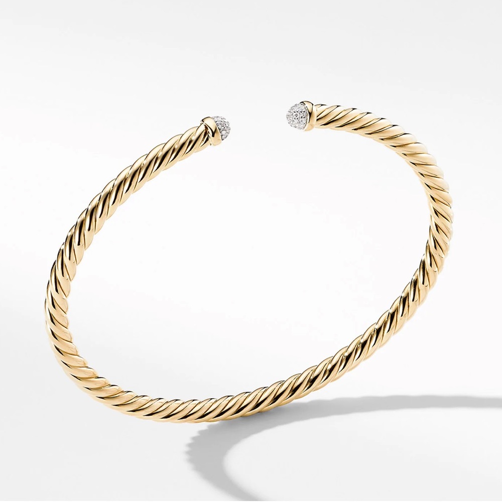 Cable Spira Bracelet Diamonds 18k Yellow Gold 4mm